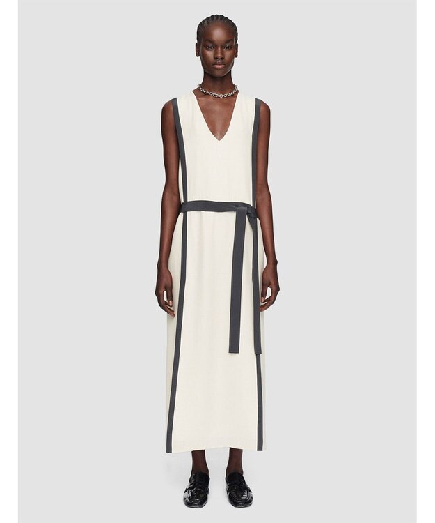 JOSEPH ヘビーシルククレープアニメーション　ベルテッドドレス Oat/Slate