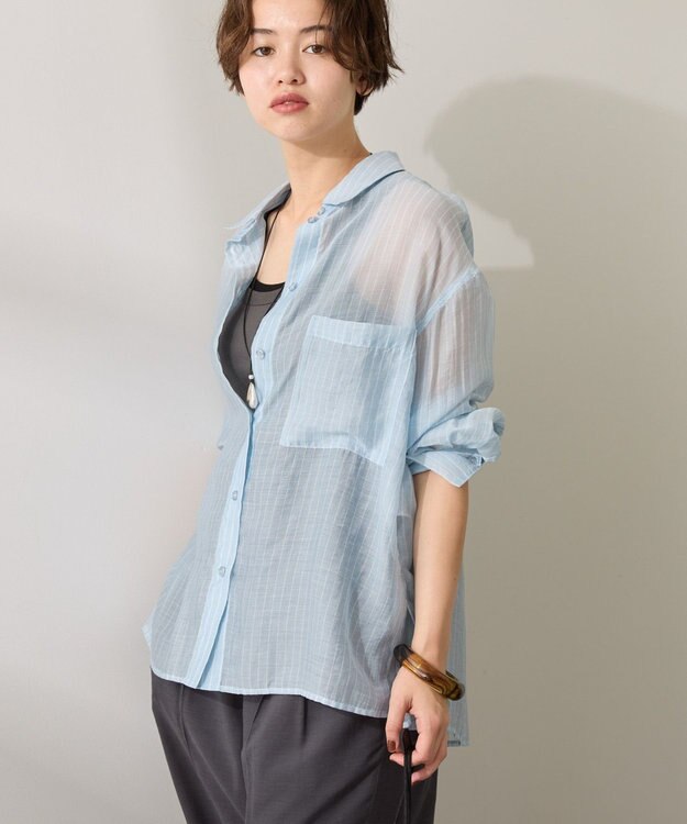 AMERICAN HOLIC シアーシャツ Stripe Sax