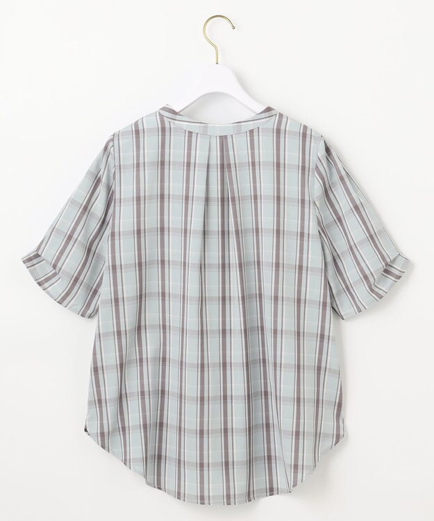 ANY SIS L 【洗える】ピケチェックT ブラウス ライトグリーン系3