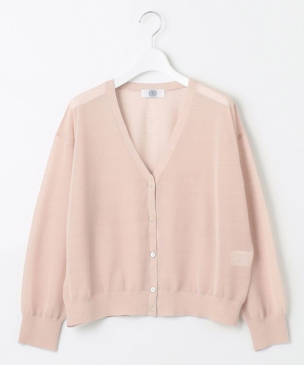J.PRESS LADIES L 【洗える】LINEN MIX SHEER Vネック カーディガン ベージュ系
