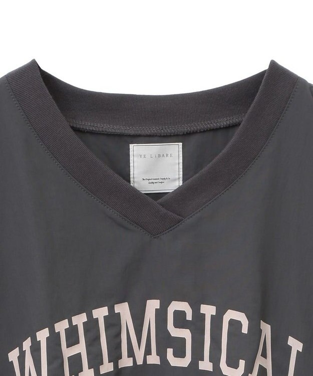 Green Parks ナイロンロゴＶネックプルオーバー Charcoal Gray