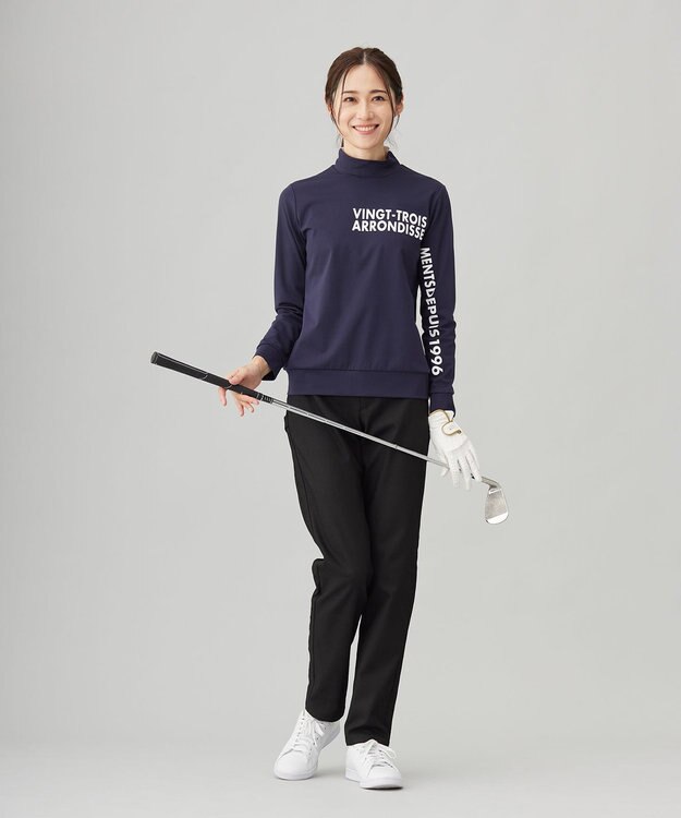 23区GOLF 【WOMEN】【吸水速乾/UVカット】スポーティ モックネックシャツ ネイビー系