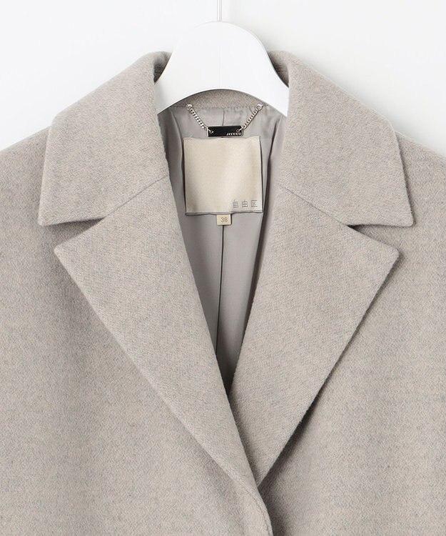 自由区 L シャルムビーバー ロングコート ライトグレー系