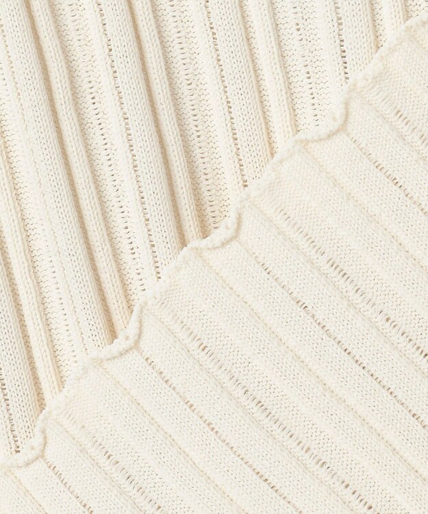 BEIGE， LABRADO / ランダムリブ Uネックニット Ecru