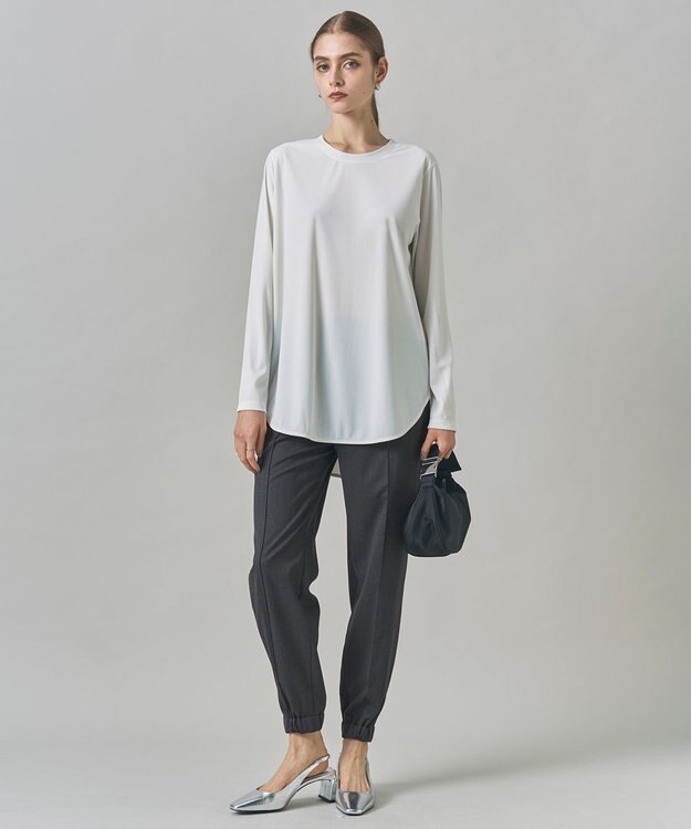 ICB L 【マシンウォッシャブル可】ライトトリコット バックスリット入り長袖プルオーバー オフホワイト系