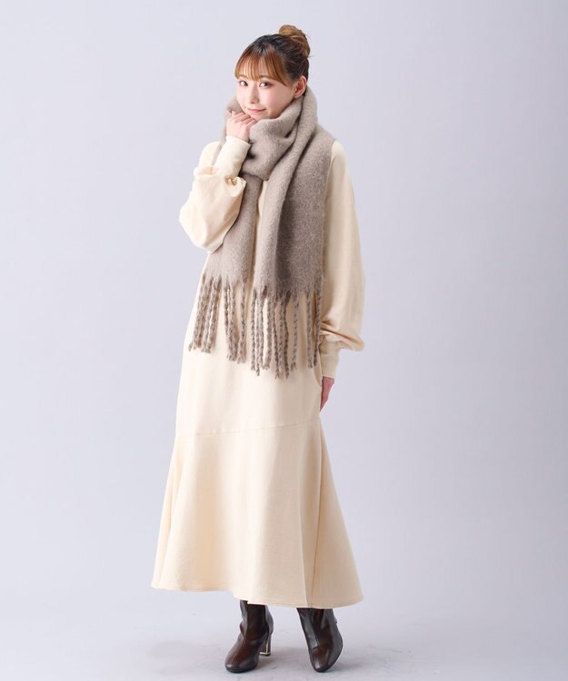 MOONBAT 【洗える】estaa ボリュームマフラー モカブラウン