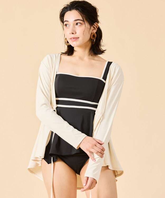 San-ai Resort（三愛水着楽園） 【UPF50＋】水陸両用羽織り　M【Coral veil（コーラルヴェール）】 ベージュ