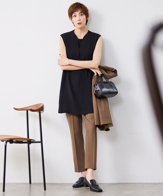 ICB L 【WEB限定カラーあり・洗える】 ライトダブルクロス べスト ブラック系