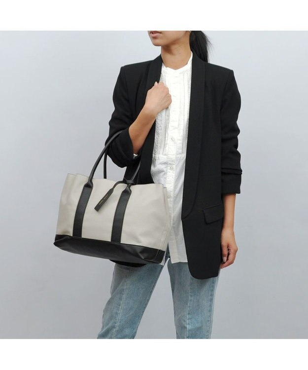 UNBILLION cachecache パーテーションPUトートバッグL グレーブラック