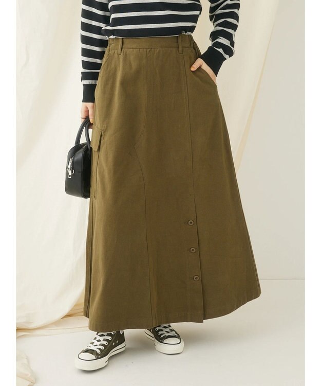 CRAFT STANDARD BOUTIQUE 綿ピーチカーゴスカート Khaki