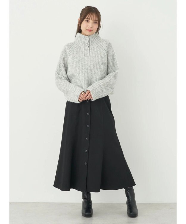 earth music&ecology フワフワＭＩＸハイネックショートニット Light Gray