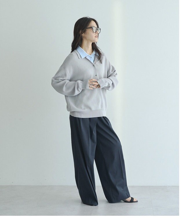 YECCA VECCA 2wayレイヤード風ポロニット Gray
