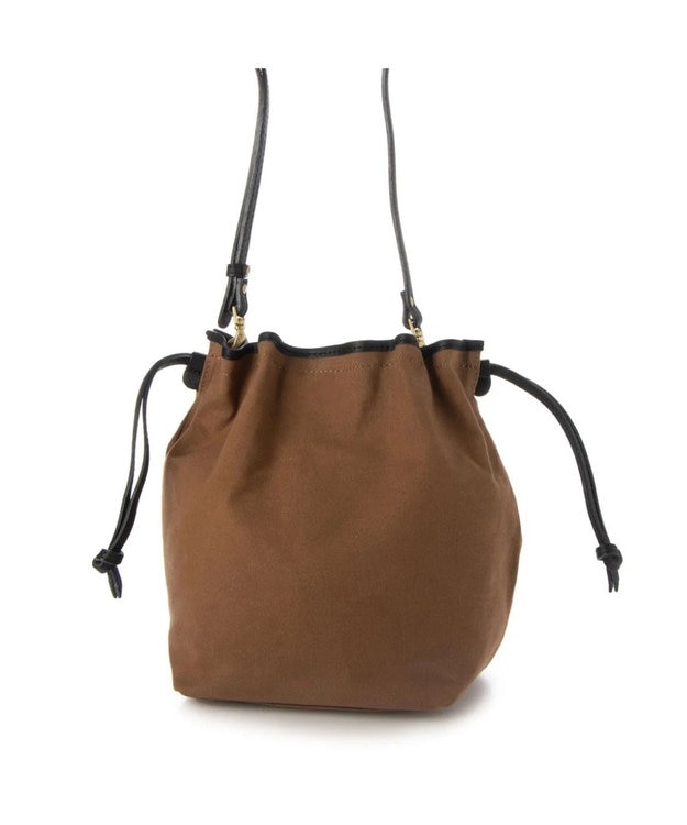 UNBILLION perche パラフィン防水キャンバスドロストショルダーバッグ キャメルブラック