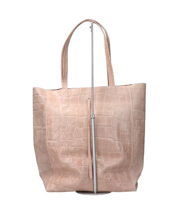 INTER-CHAUSSURES 【ANDREA CARDONE ITALI】ファスナー付き型押しレザートートバッグ ピンク型押