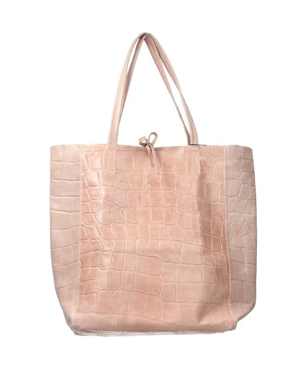 INTER-CHAUSSURES 【ANDREA CARDONE ITALI】ファスナー付き型押しレザートートバッグ ピンク型押