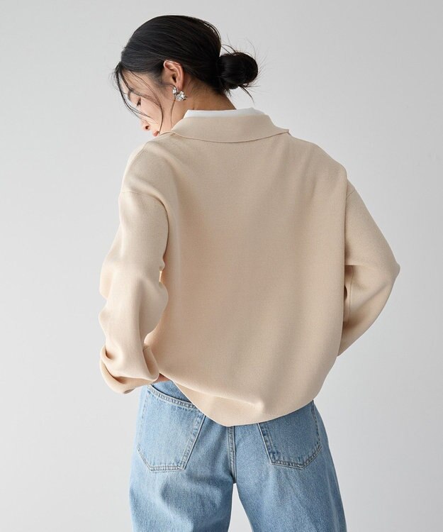 YECCA VECCA 2wayレイヤード風ポロニット Light Beige