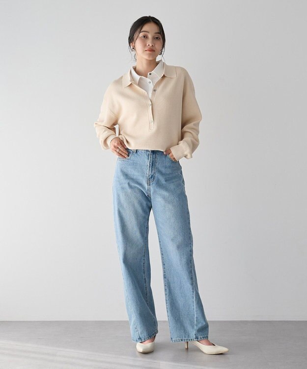 YECCA VECCA 2wayレイヤード風ポロニット Light Beige