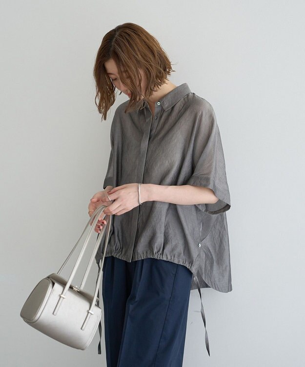 YECCA VECCA サイドスリットドロストシャツ Gray