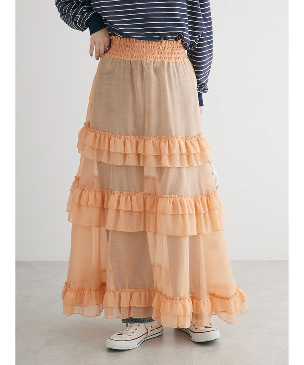 Green Parks ・ＥＬＥＮＣＡＲＥ　ＤＵＥ　シアーフリルティアードスカート Orange