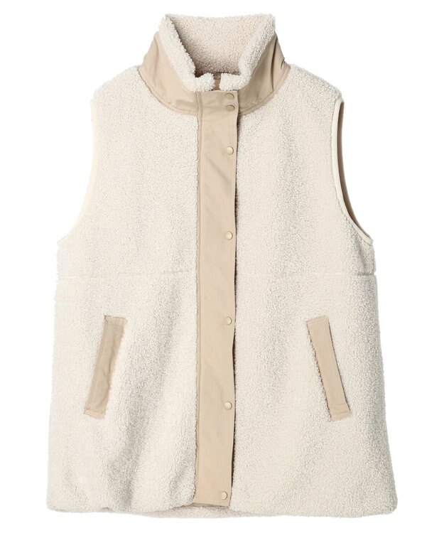 Green Parks ボアミドル丈ベスト Ivory