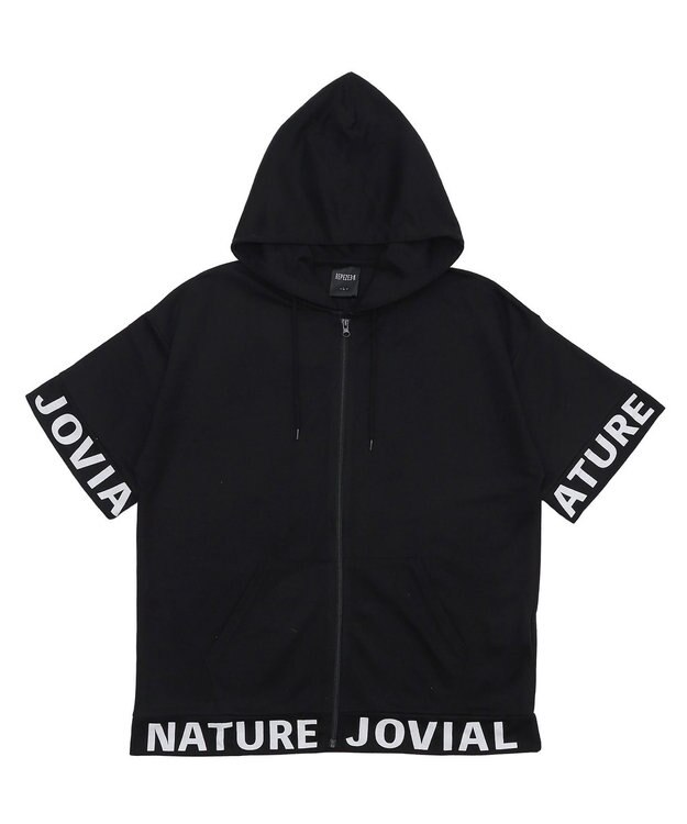 WEGO 【MLXLサイズ展開】グラフィックZIPパーカー（SS） ブラック