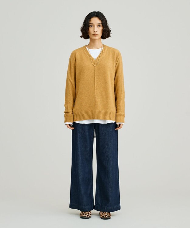 J.PRESS YORK STREET 【WOMEN】ウールカシミヤ ドルマンVニット イエロー系
