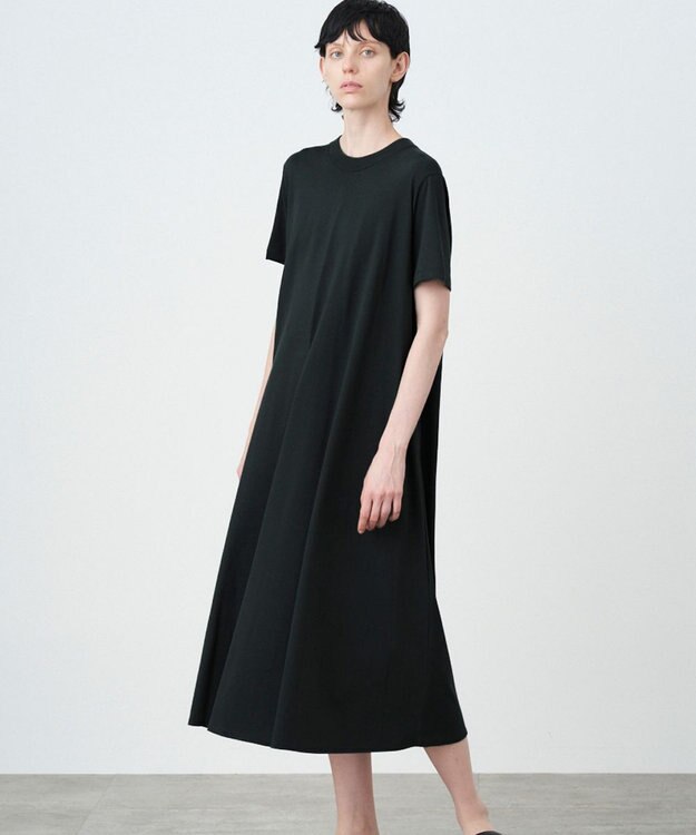 ATON 48/2 NATURAL DYE COTTON | フレアドレス BLACK