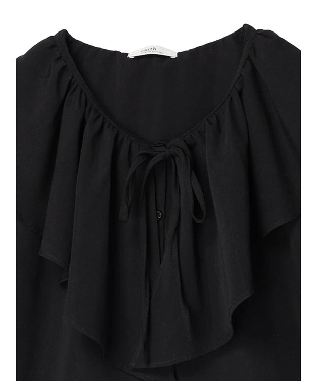 earth music&ecology ラッフルカラーブラウス Black