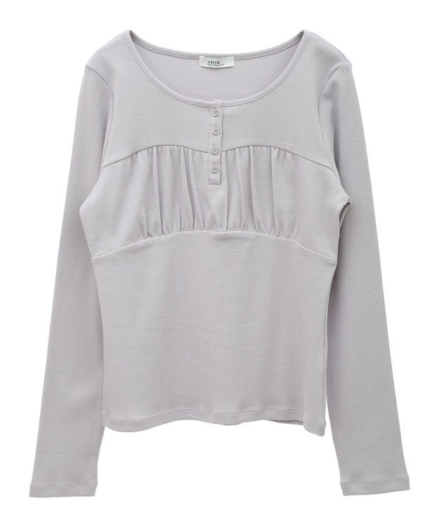 earth music&ecology 切替ギャザーコンパクトカットプルオーバー Light Gray