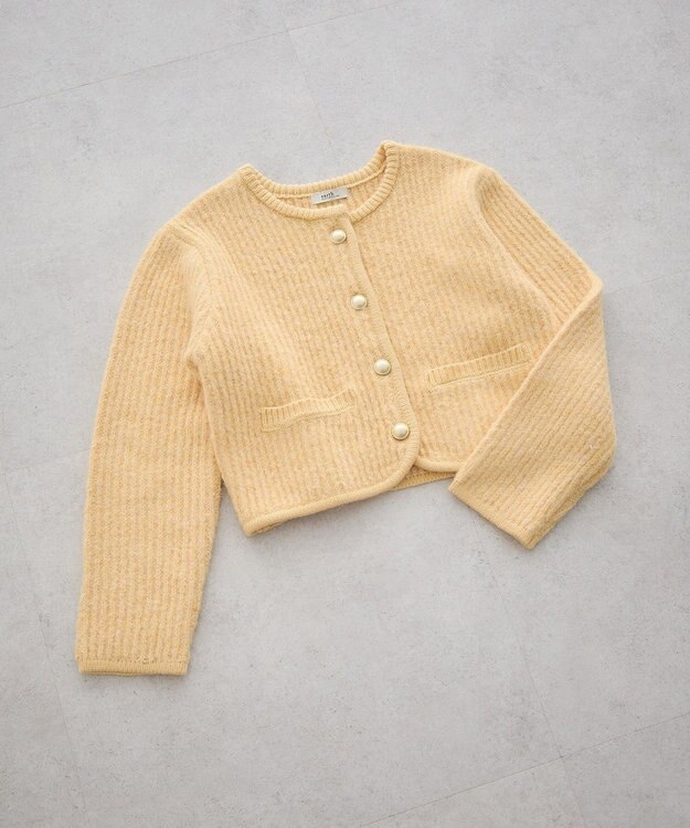 earth music&ecology 【WEB限定】ゴールド釦ショートニットカーディガン Yellow