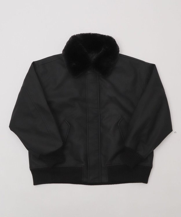 WEGO 【ユニセックス着用ITEM/MLサイズ展開】PU2WAYフライトブルゾン ブラック