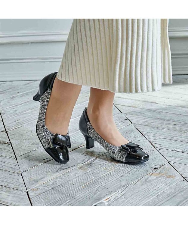 Riz raffinee <Riz raffinee>モチーフリボンパンプス ブラックキジ