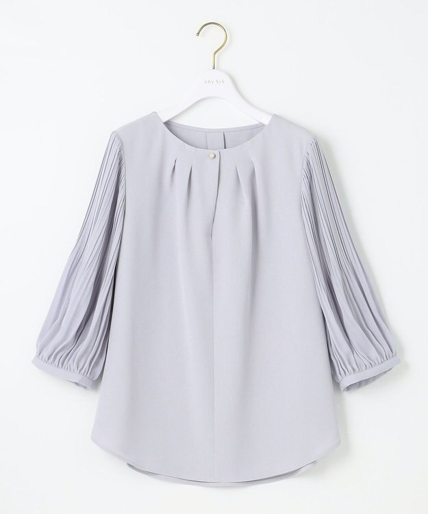 ANY SIS S 【洗える】プリーツスリーブ ブラウス ライトブルー