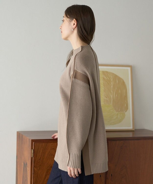 YECCA VECCA 配色ラインニット Beige