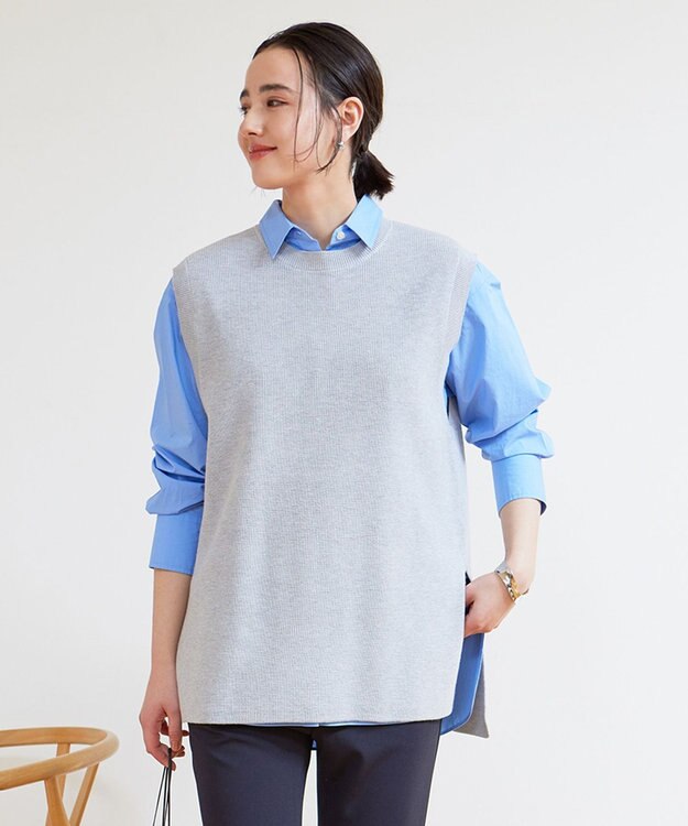 UNFILO 【洗える】イージーケア オーバーシャツ サックスブルー