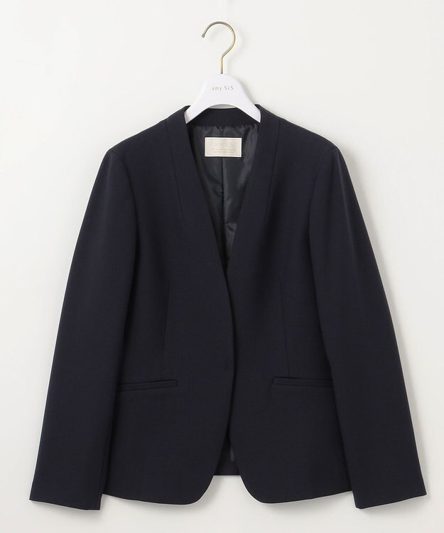 ANY SIS 【保温効果/ストレッチ】シリーズ累計13万枚突破！ビューティサーモ ノーカラージャケット ネイビー
