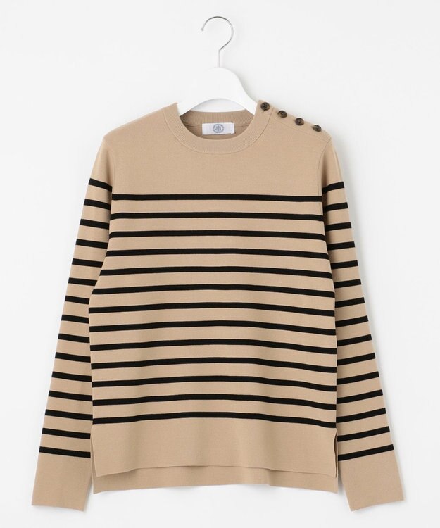 J.PRESS LADIES 【洗える】ミラノリブバスクボーダー ニット ベージュ系1