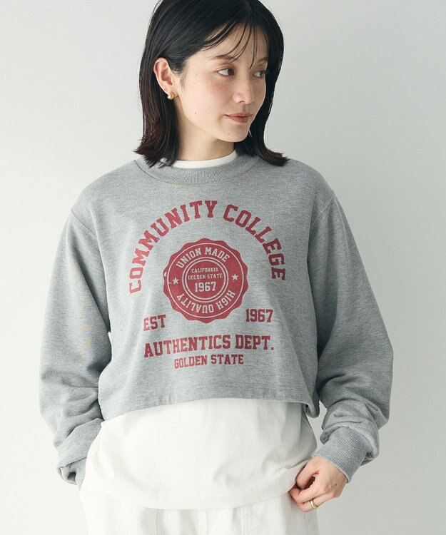 CRAFT STANDARD BOUTIQUE カレッジプリントショートプルオーバー Gray Mixture