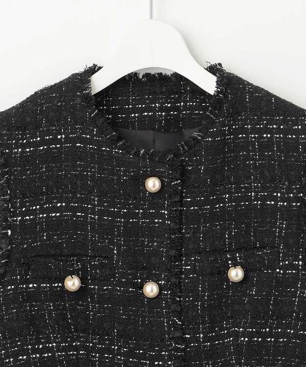 Feroux 【洗える】ラメツイード ジレ ブラック系1