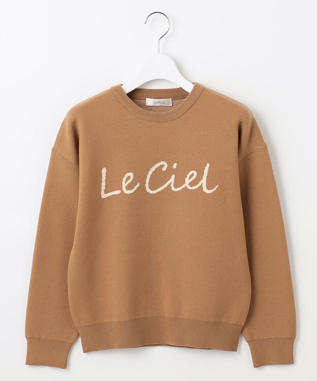 Feroux 【洗える】レタードロゴ プルオーバーニット ダークブラウン系