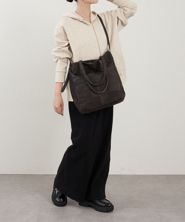 russet ステンシルデザインスエード2WAYトートバッグ(CE-1639) Gray