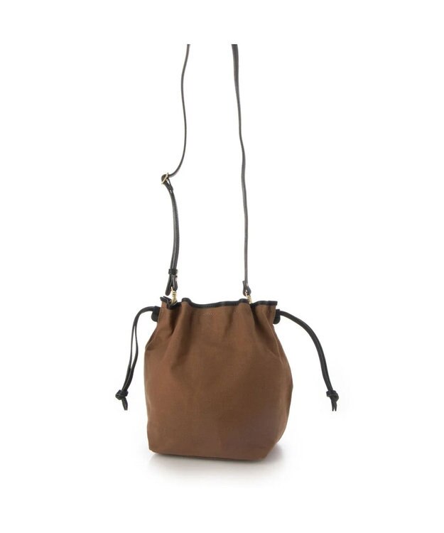 UNBILLION perche パラフィン防水キャンバスドロストショルダーバッグ キャメルブラック