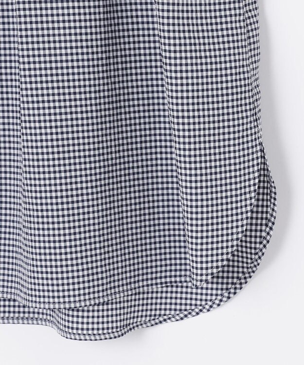 J.PRESS LADIES S 【洗える】アセVis ギンガム バンドカラー ピンタック ブラウス ネイビー系3