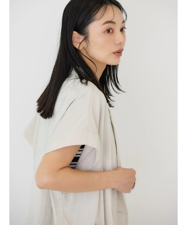 AMERICAN HOLIC 接触冷感Ｗボタンジレ Gray Beige