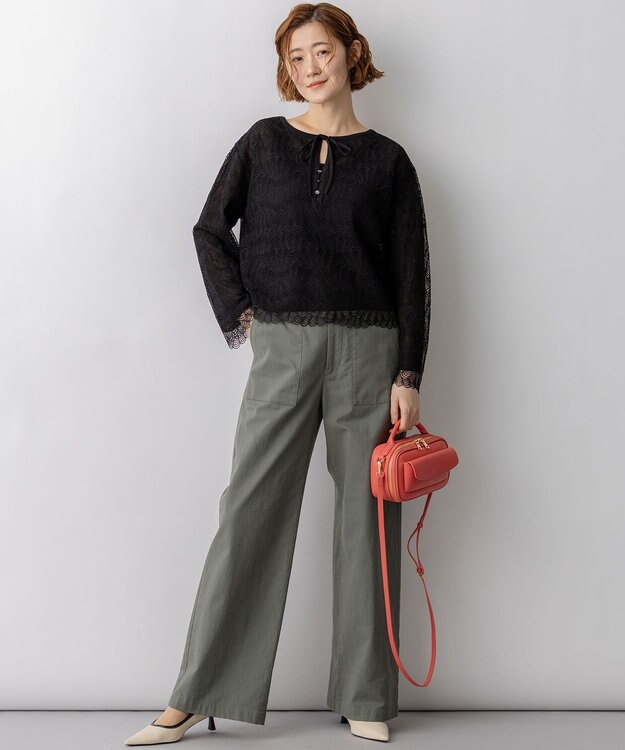 23区 L 【先行予約】ラッセルレース 2WAY ニット ブラック系