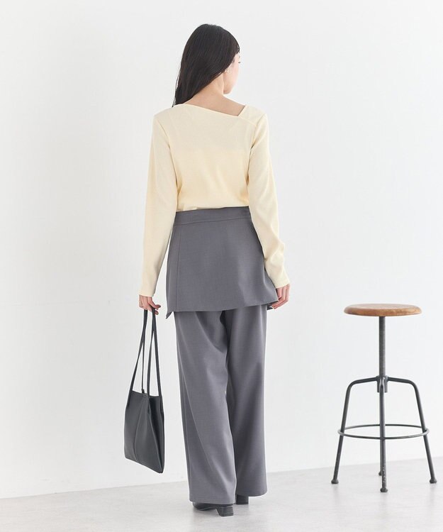 earth music&ecology アシメネックリブプルオーバー Light Yellow