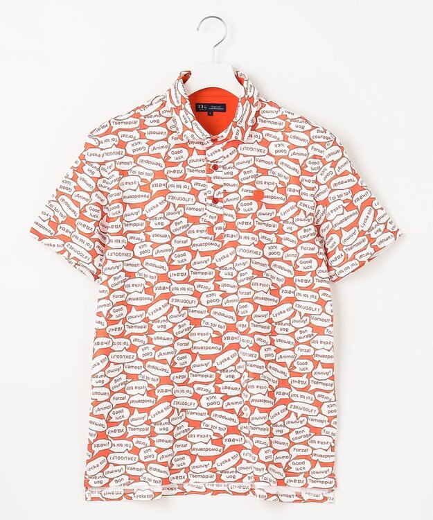 23区GOLF 【MEN】【キングサイズ/吸水速乾/UVカット】YELL総柄プリントポロシャツ オレンジ系5