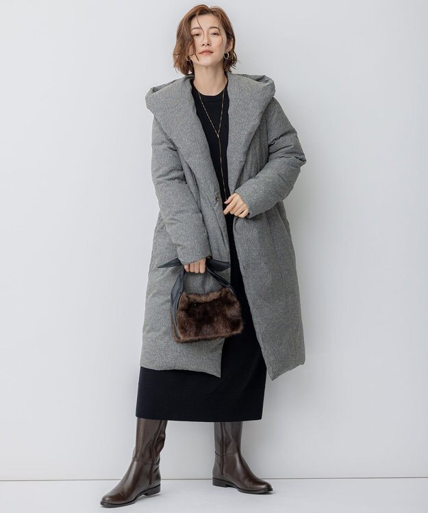 23区 【洗える】ウールカシミヤ ニットワンピース ブラック系