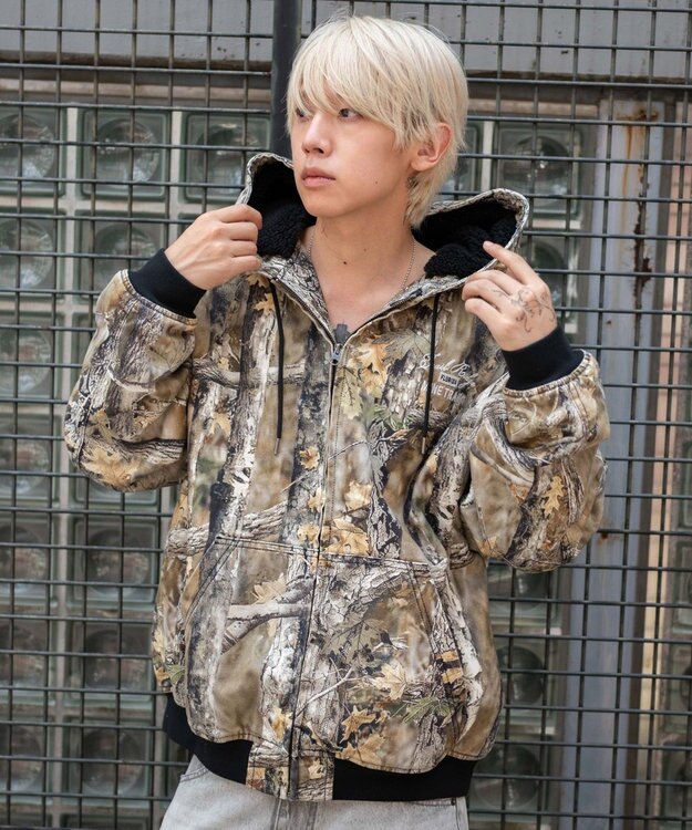 WEGO 【ユニセックス着用ITEM/MLサイズ展開】ワーカーズボアフードブルゾン 柄1