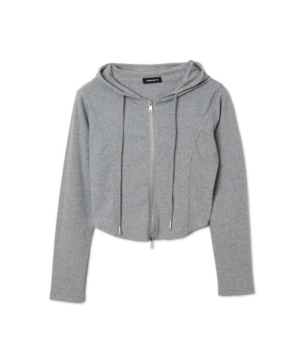 WEGO カーブヘムダブルZIPパーカー 杢グレー